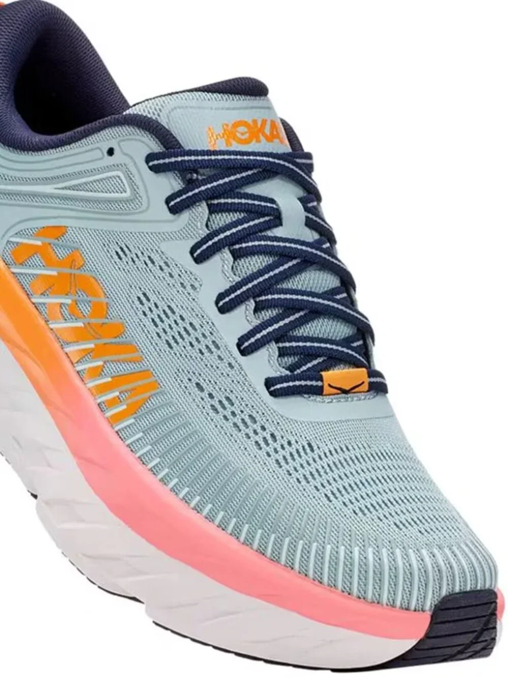 Hoka One One Bondi 7 Women's Blue Haze Black Iris Lace-Up Running Shoes Size 8D